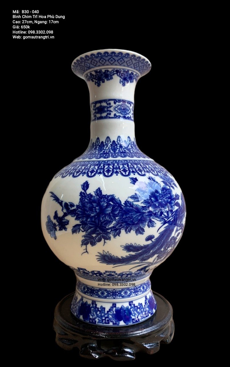 Bình Chim Trĩ Hoa Phù Dung